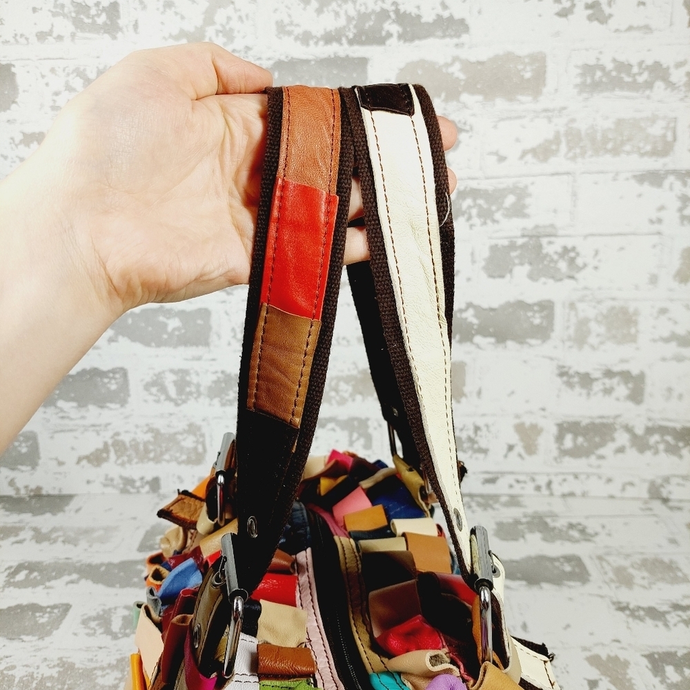 Boutique Leather Multicolor 2 Straps Hand Bag 1143 - Picture 9 of 14